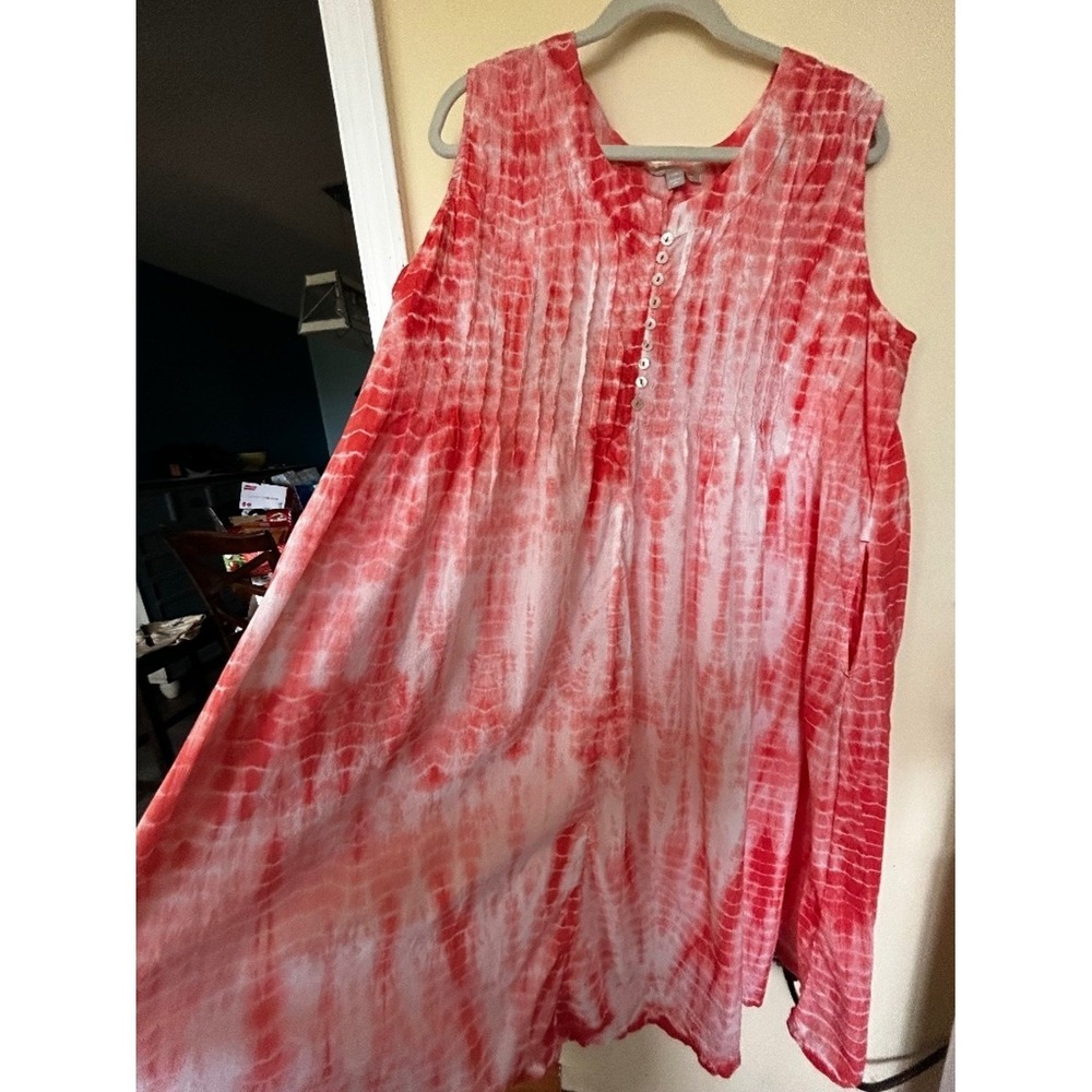 Women Within tie die summer dress 20W light orange 44 chest